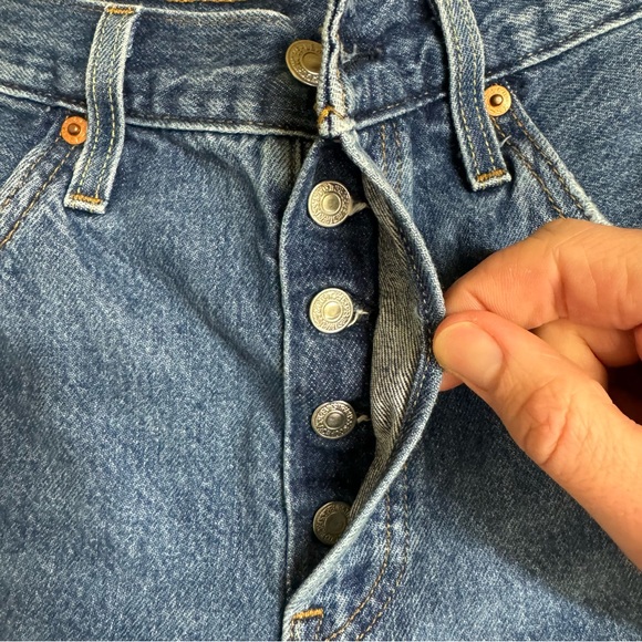 Levi's 501 shorts women 28 high rise button fly denim cut off jeans blue - Picture 4 of 10